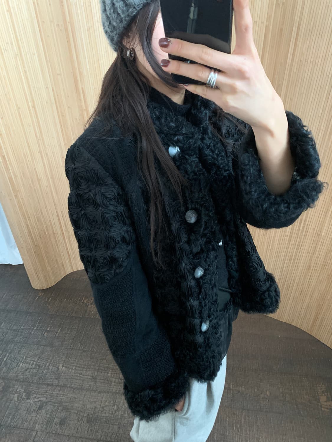 빈티지 블랙 양털 울 자켓 상품이미지4