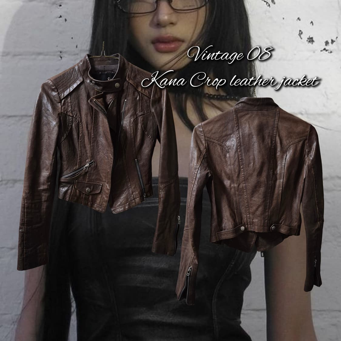 Vintage 08 Kana Crop leather jacket 상품이미지1