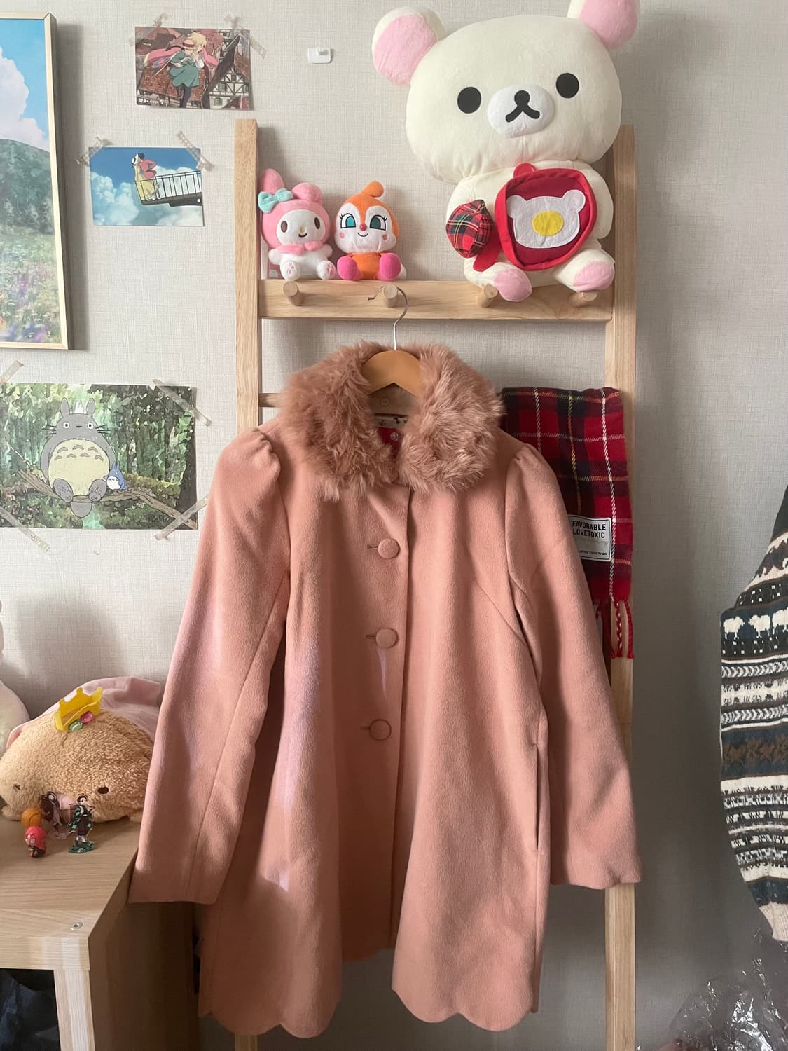 모리걸 빈티지 어스뮤직 핑크 퍼 둥근카라 코트 💗🎀 상품이미지1