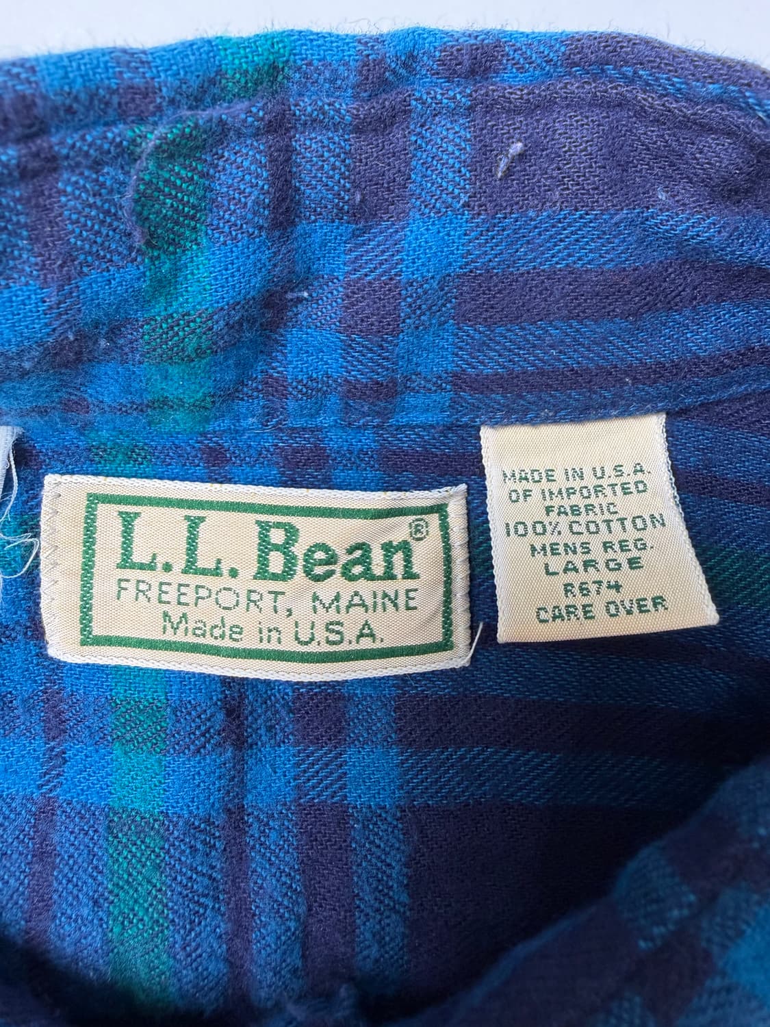 90s L.L.Bean Plaid Button Up Shirt (blue 상품이미지3