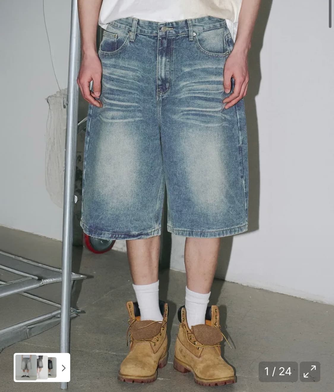 어널러코드 페이드 버뮤다 데님 팬츠 M (미디움블루) 상품이미지2