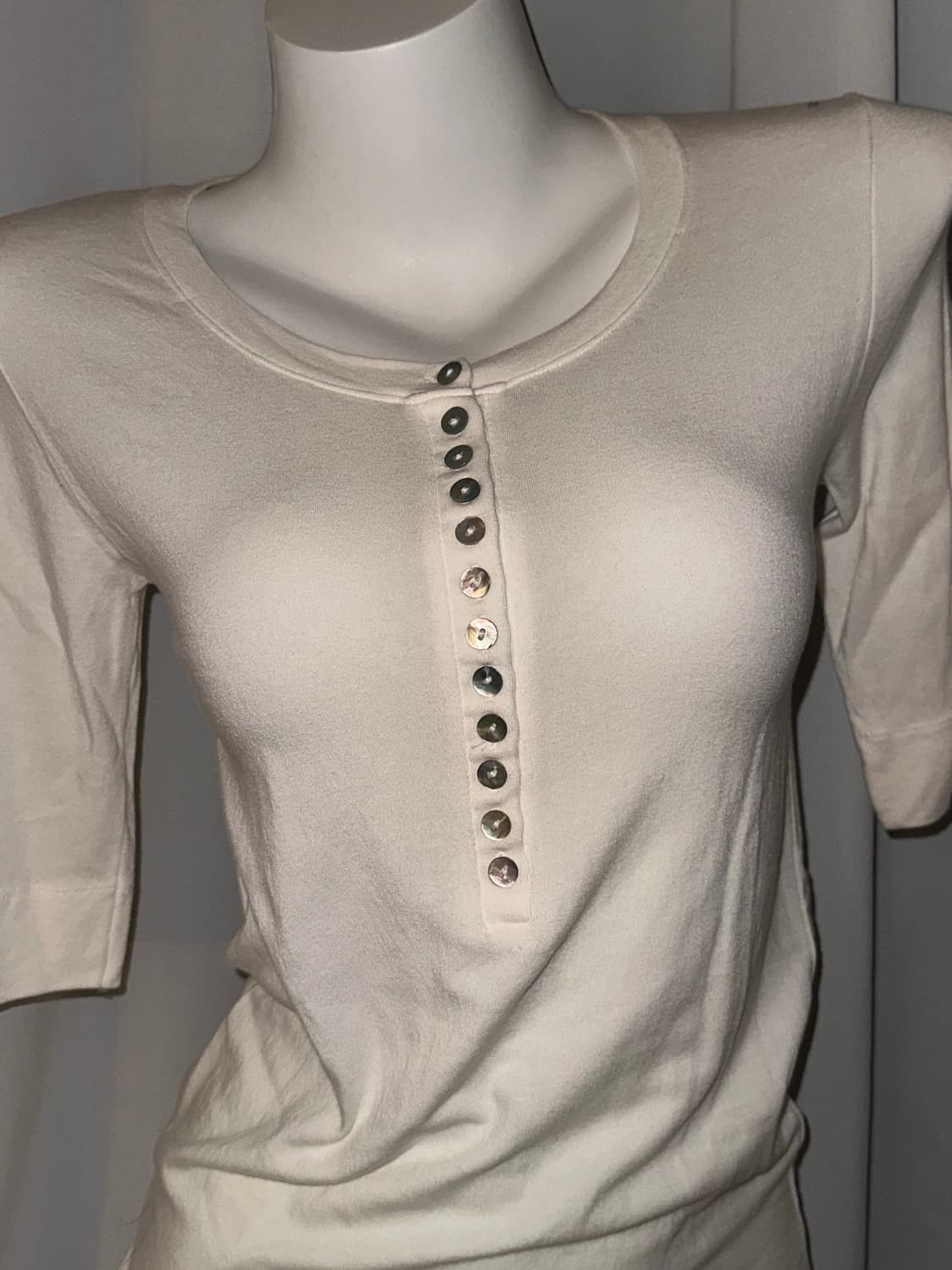 빈티지 오부 자개단추 티 상품이미지3