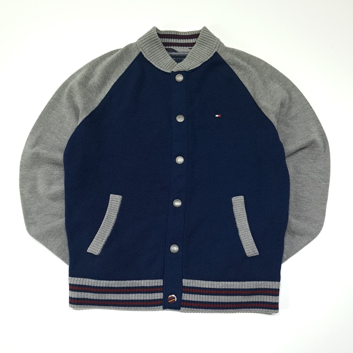 CL182 타미힐피거 울 바시티스타일 네이비 니트 블루종 상품이미지1