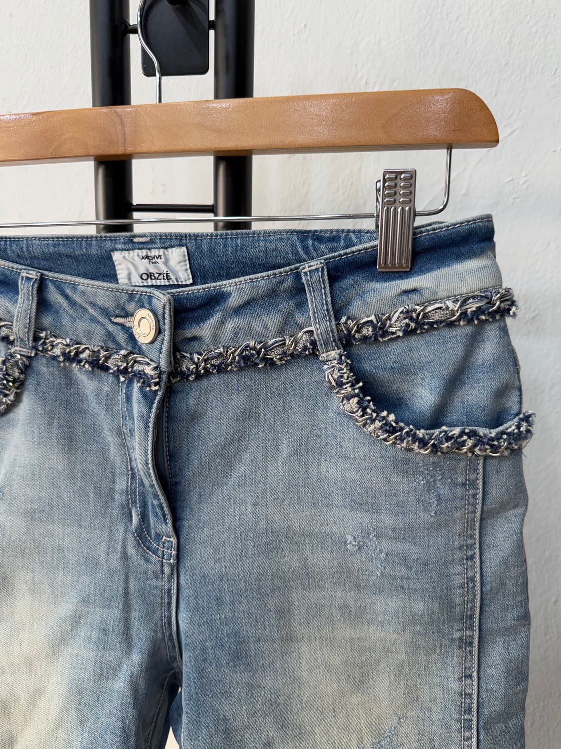 정품) OBZEE 오브제 한섬 여성 데님 칠부팬츠 64(26) 상품이미지4