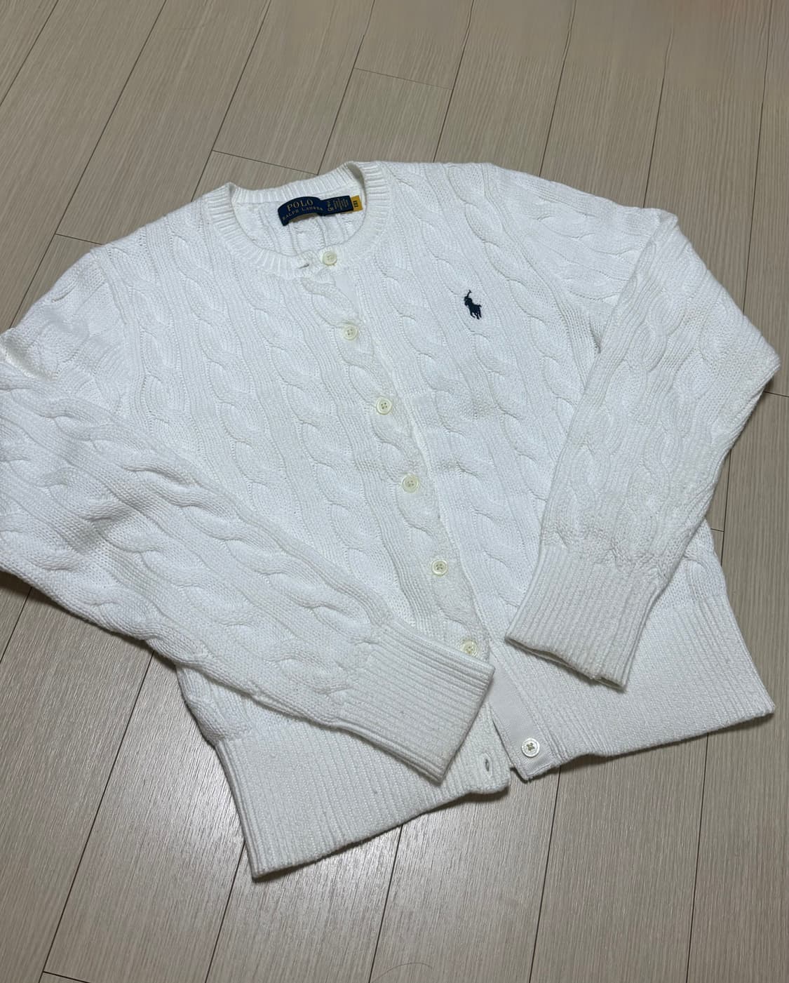 폴로 케이블 니트 코튼 크루넥 카디건 케이블 가디건 상품이미지1