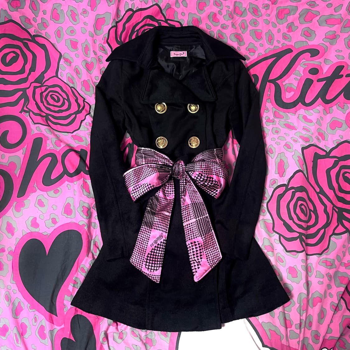 MA*RS마즈 금장 블랙핑크 하트체크 벨티드코트 히메오네갸루109핀터대장 상품이미지1