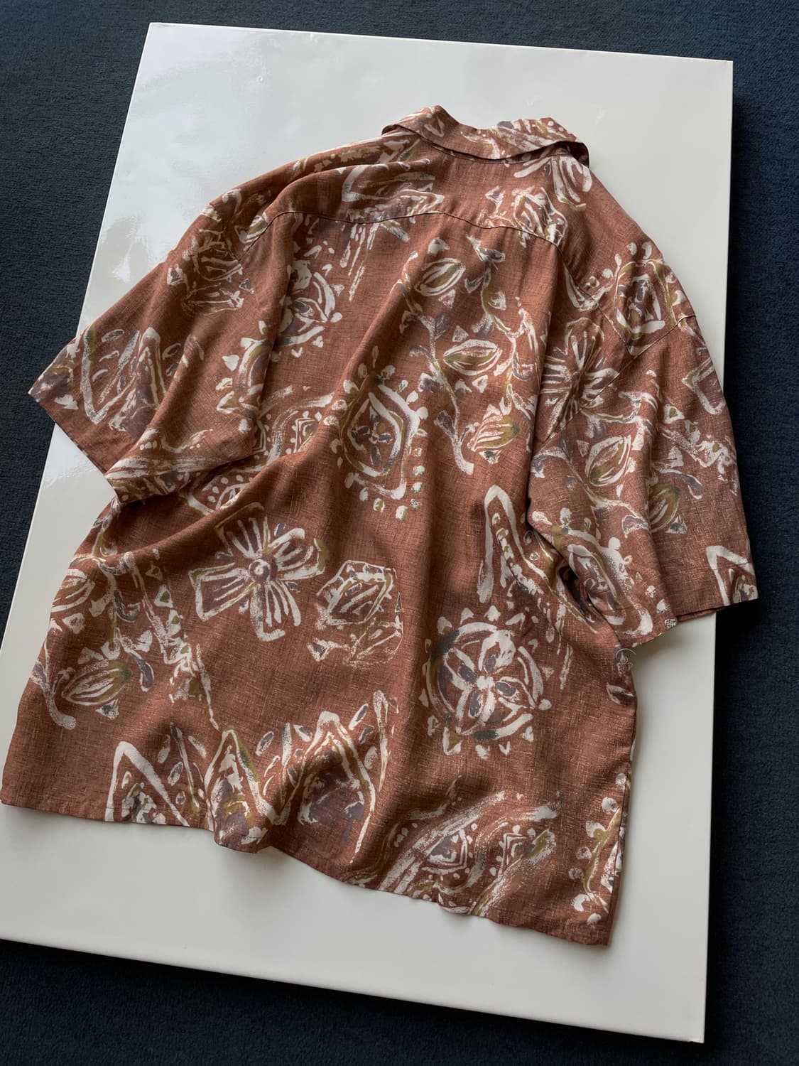 Rayon linen open collar H/S sh 상품이미지6