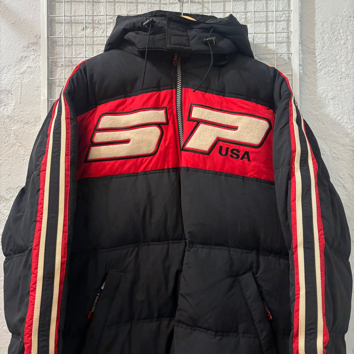 90s 사우스폴 올드스쿨 빈티지 블랙 레드 패딩 자켓 L 상품이미지3