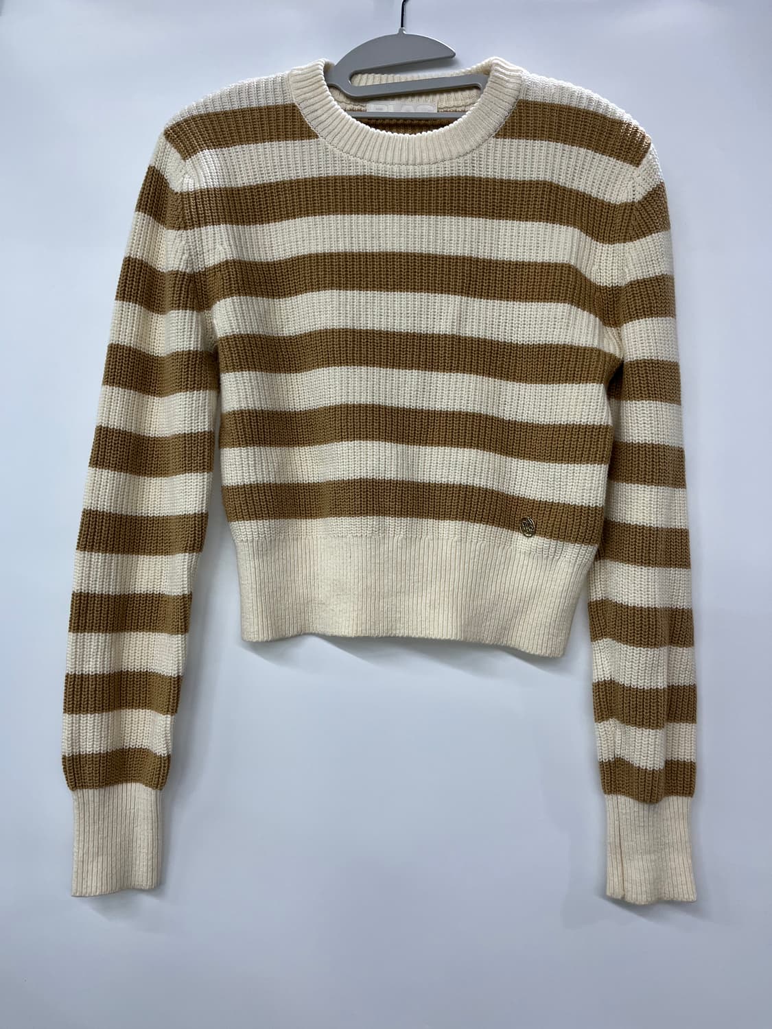 PLAC 플랙 스트라이프 라운드 넥 니트 베이지 Free사이즈 상품이미지1