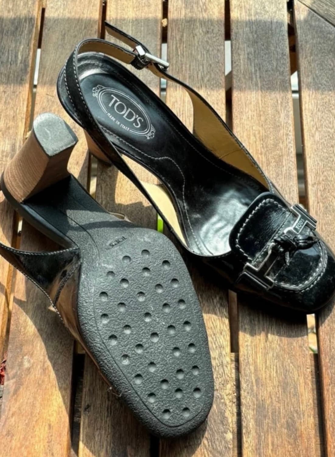 토즈 여성 블랙 가죽 힐 36size (230) 상품이미지3