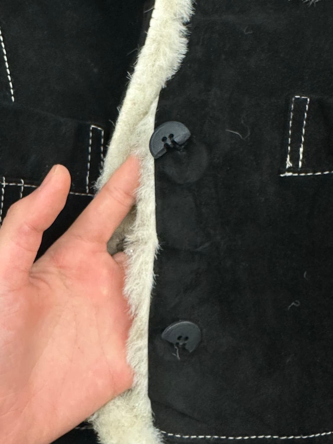 OS)Japanese vintage 여성 블랙 퍼 무스탕 자켓 상품이미지3