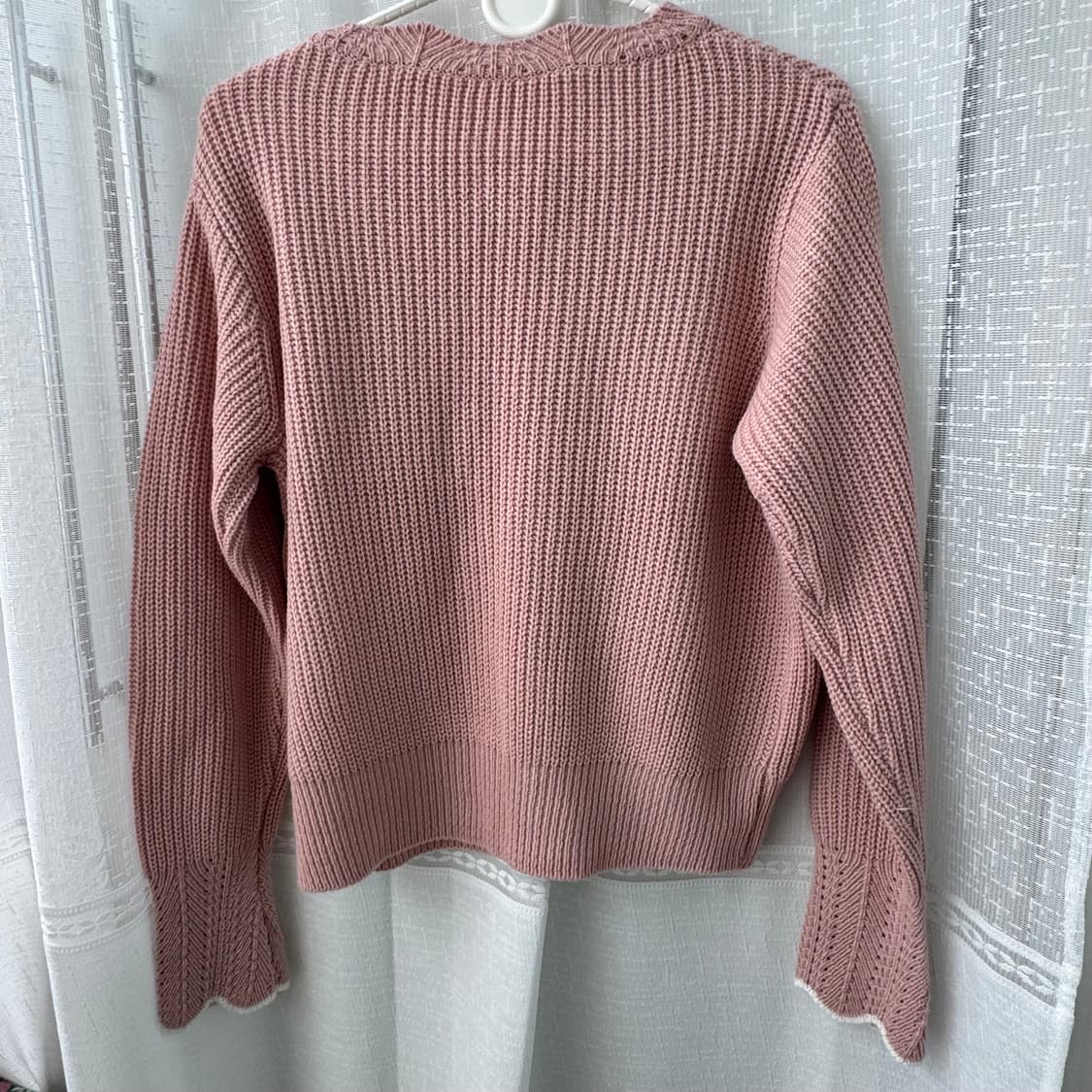 살구핑크 진주단추 긴팔 니트 가디건 상품이미지5