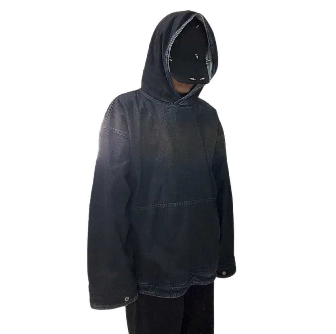 PDF 채널 / 리버시블 데님 페인티드 오버핏 풀오버 후디파카 상품이미지1