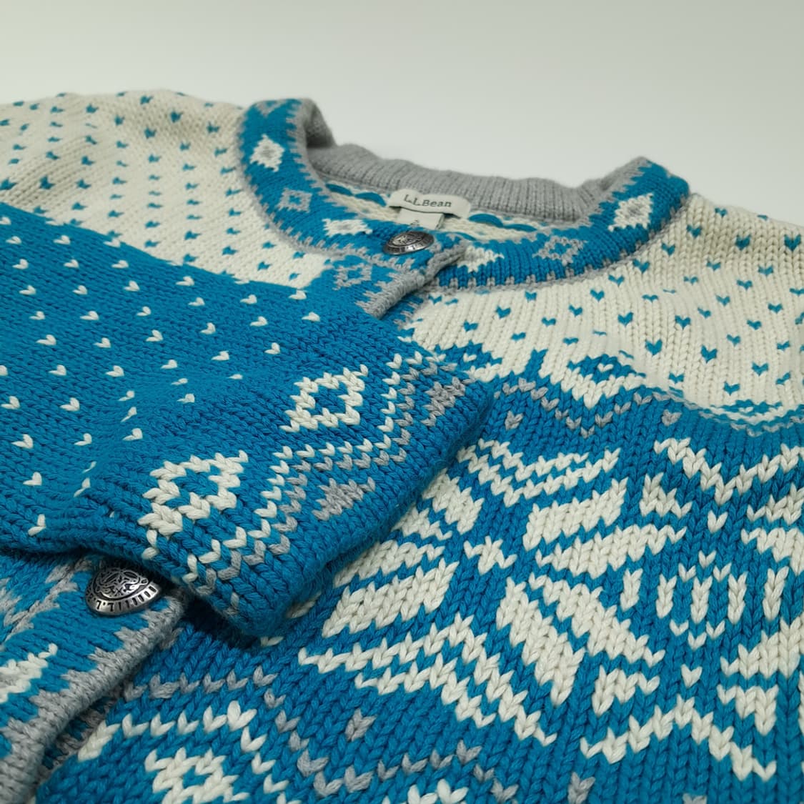 CL312 S 엘엘빈 90s 코튼 노르딕 버드아이 니트 가디건 상품이미지4