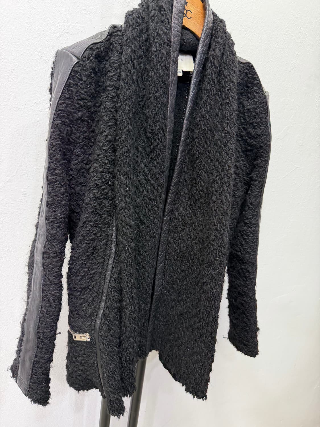 정품) IRO 이로 검정 가죽 니트 자켓 40 상품이미지2