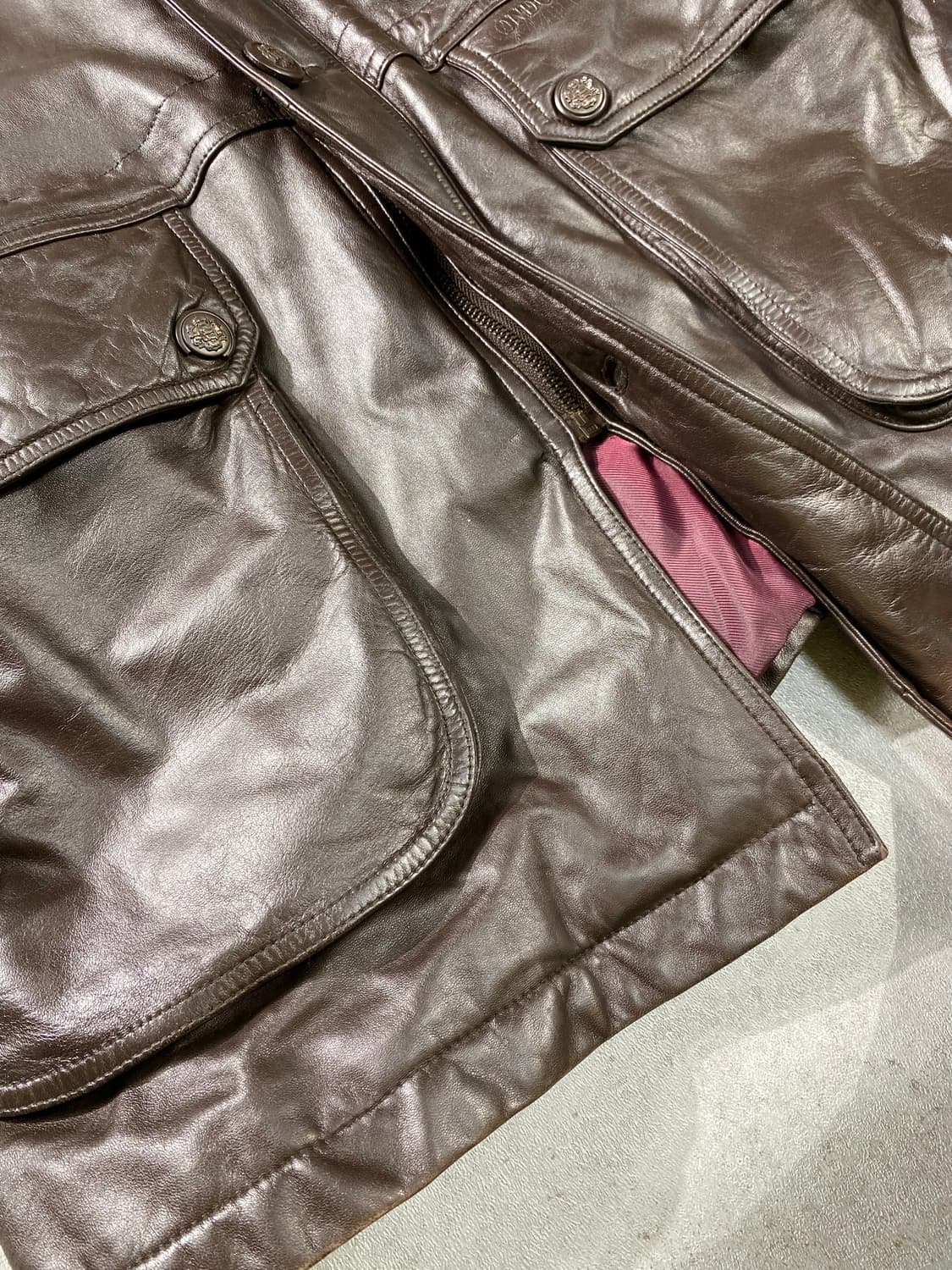 [105] 90s London Fog 런던포그 브라운 양가죽 레더코트 상품이미지3