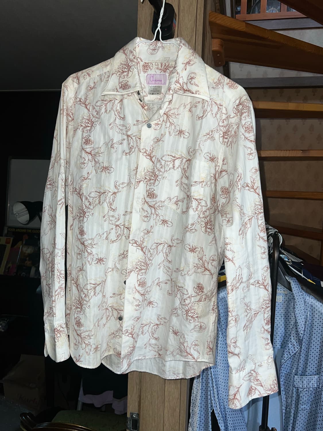 빈티지 플로럴 화이트 더블카라셔츠 상품이미지1