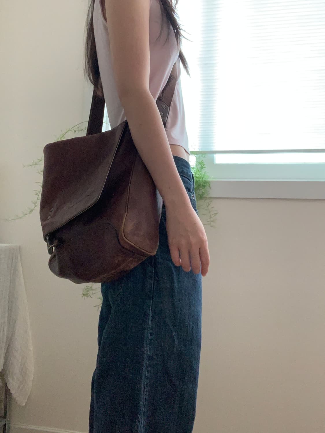 leather big messenger bag 상품이미지7
