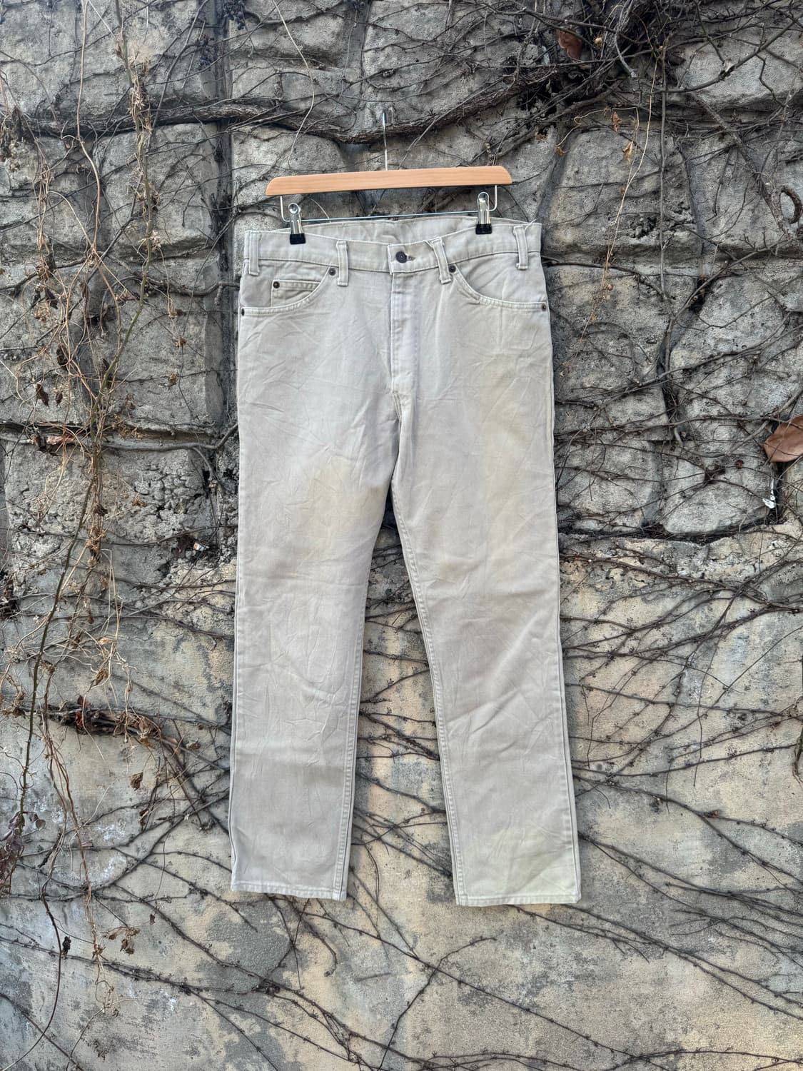 80s 리바이스 빈티지 509 스트레이트핏 베이지 카키 코튼 데님 팬츠 상품이미지1