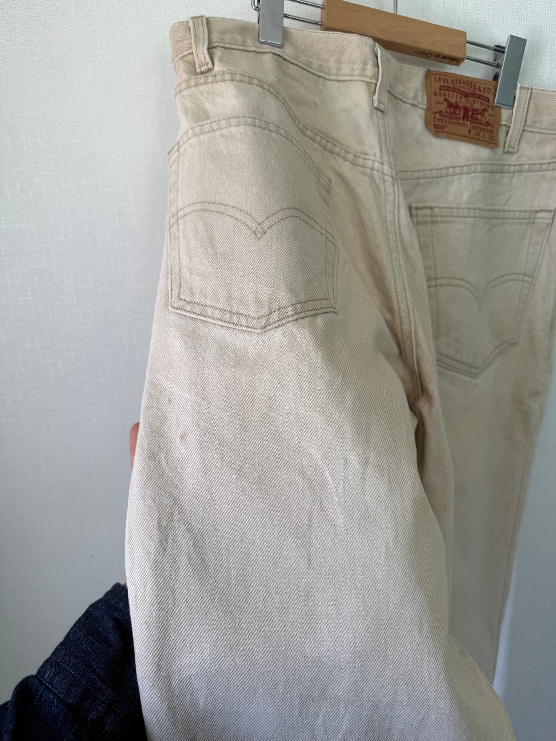 90s made in usa levis 550 34x30 에크루 크림진 상품이미지5