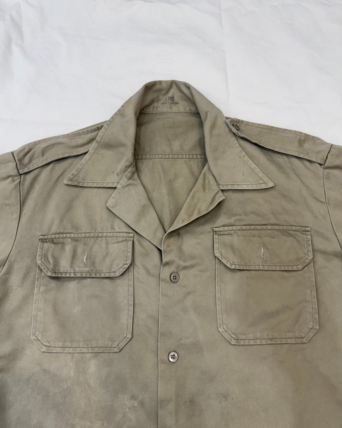 80s U.S. Military Army Tan 445 카키 반팔 셔츠 상품이미지1