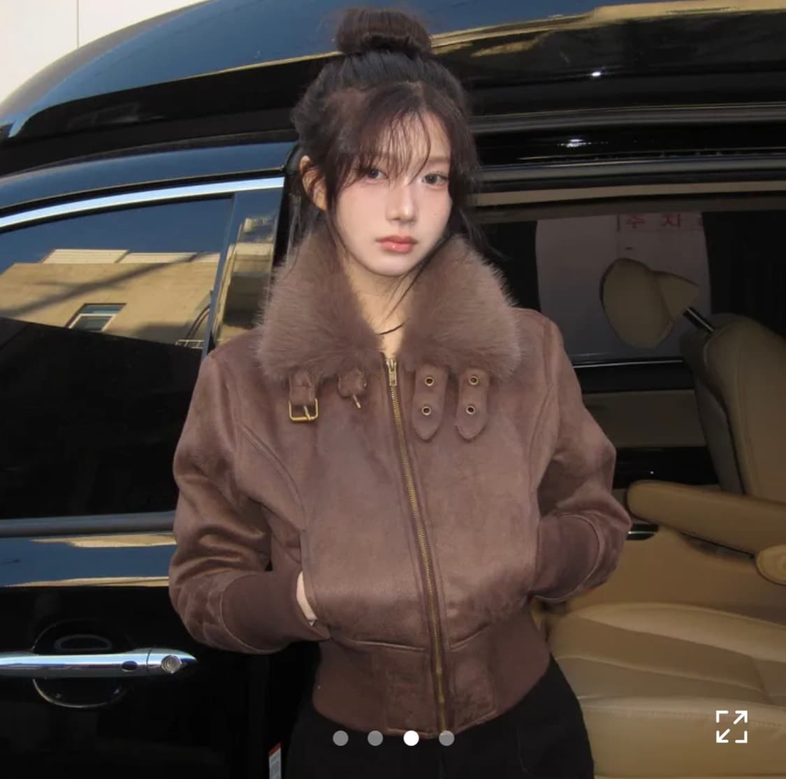 모디무드 엘린 크롭 밴딩 퍼 무스탕 자켓 상품이미지2