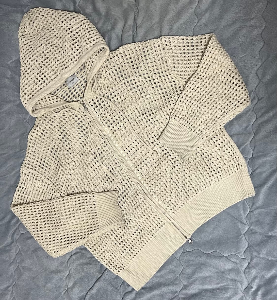 weekend 후드 니트 그물 집업 가디건 상품이미지1