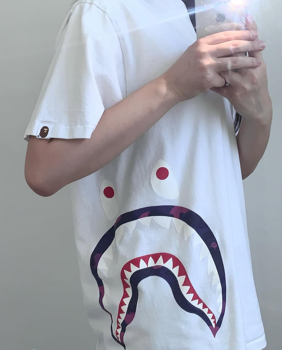 Bape 베이프 화이트 사이드 샤크 티셔츠 상품이미지1