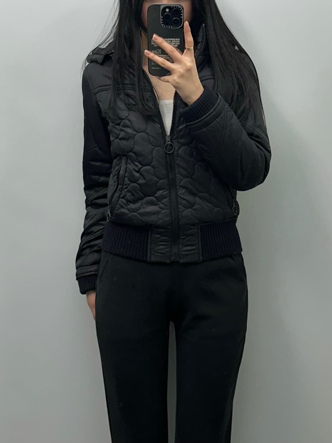 리바이스 블랙 퀄팅 후드 패딩 상품이미지1