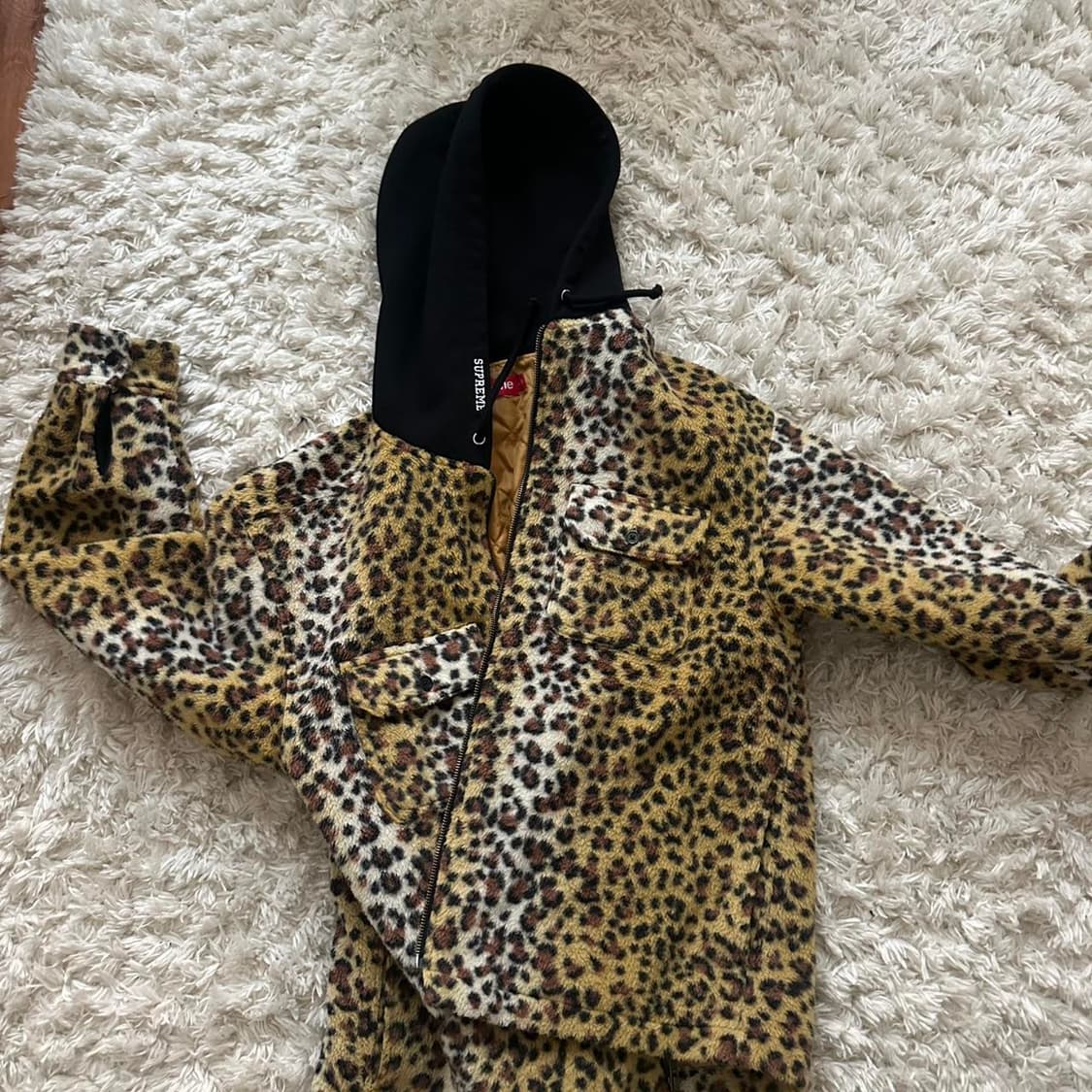 슈프림 플리스 후드집업 브라운 레오파드 상품이미지1