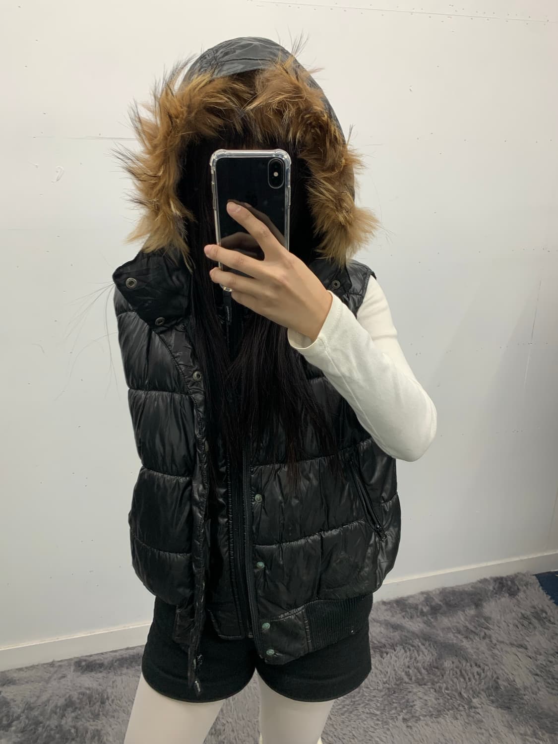 Y2k 투웨이 퍼 다운 베스트 상품이미지4