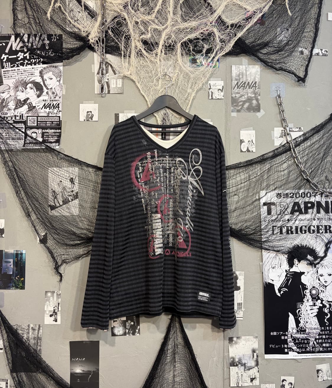 Y2K Stripe Glitter lettering long sleeve 상품이미지3