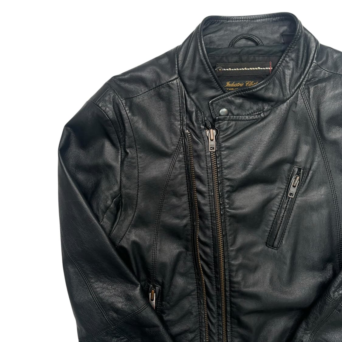 인더스트리 클로싱 빈티지 블랙 비대칭 레더 자켓 S 상품이미지2