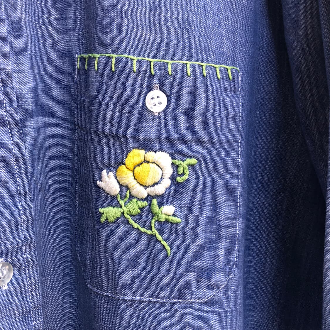 70s/80s vintage chambray shirt-L 상품이미지3