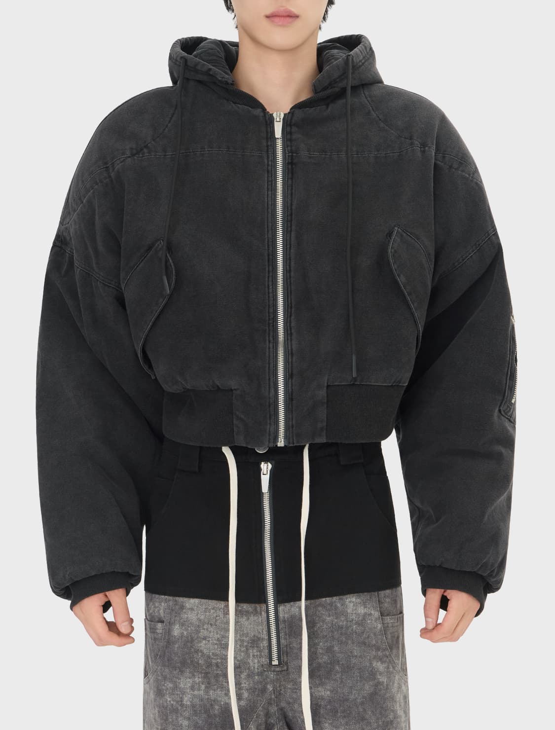 아르노드프랑스 베를린 크롭 보머 재킷 워시드 블랙 상품이미지1