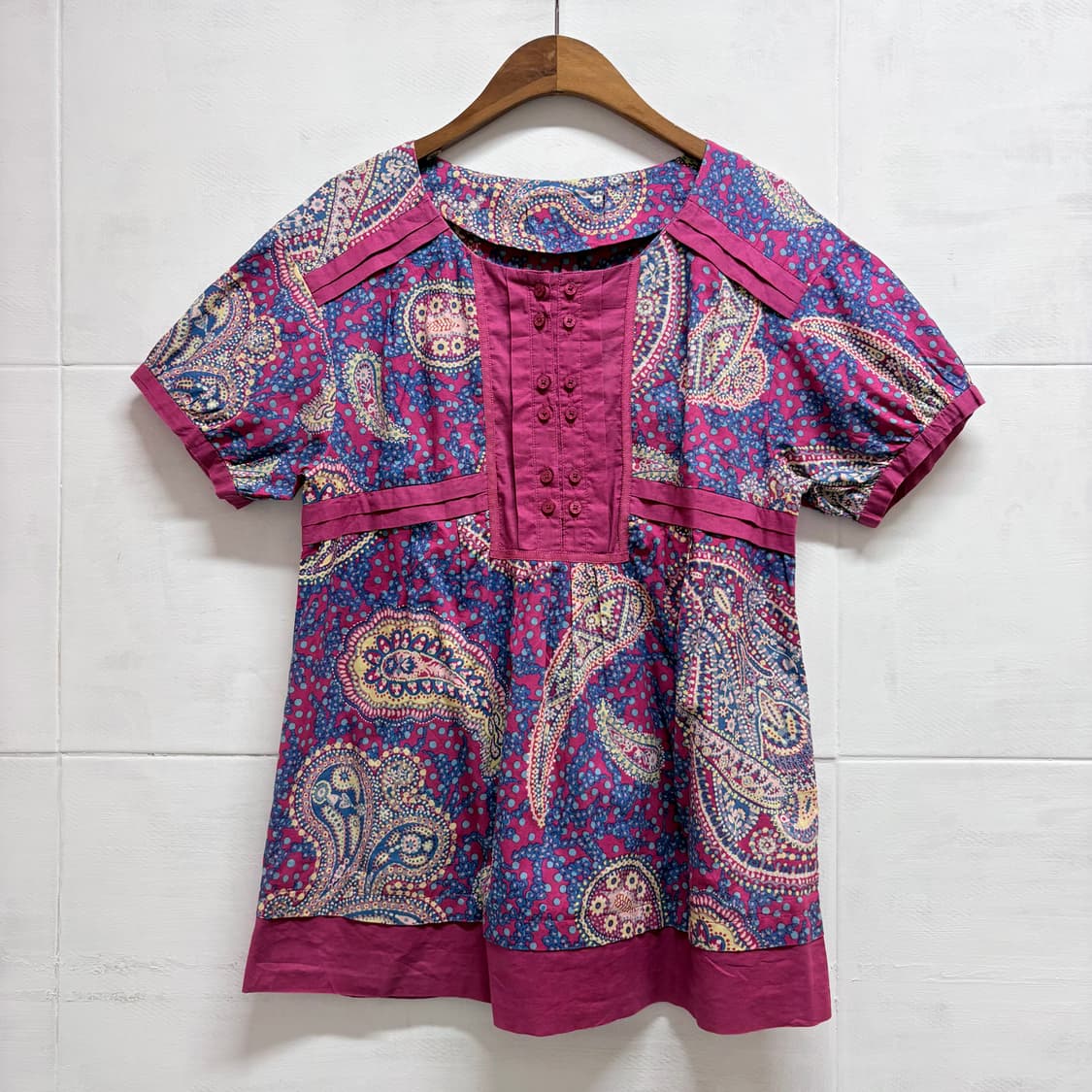 에스닉 페이즐리 코튼 패턴 블라우스 JPN 상품이미지1