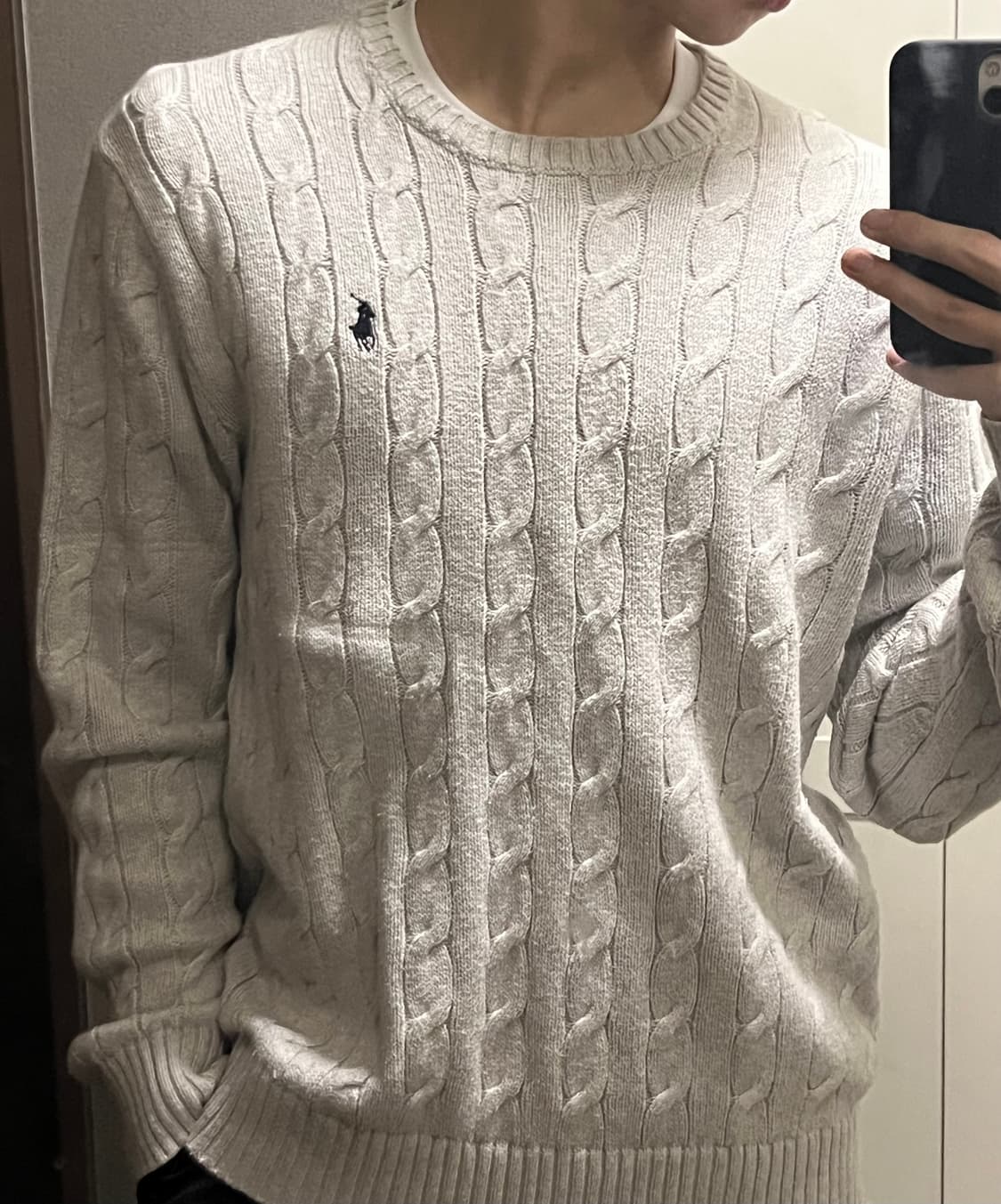 폴로 케이블 니트 아이보리 L 상품이미지2