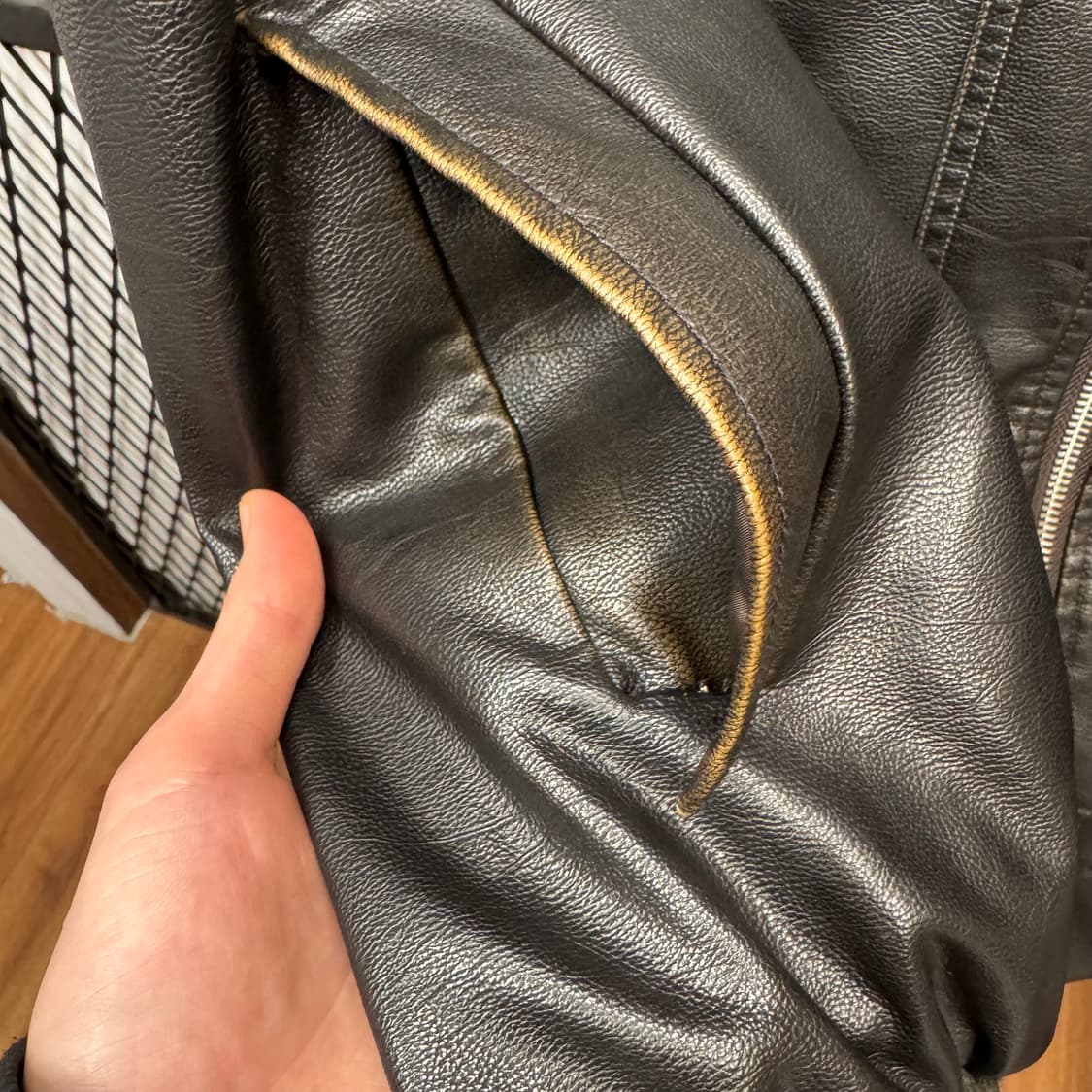 90s JPN VINTAGE 리얼 레더 블루종 자켓 블랙 상품이미지8