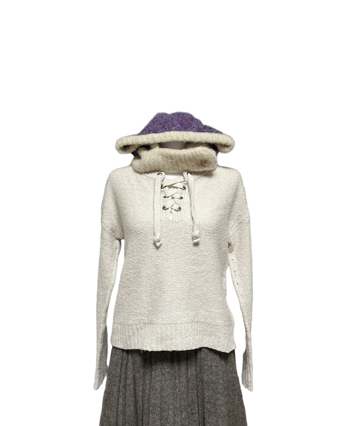 Ivory lace up knit 상품이미지5