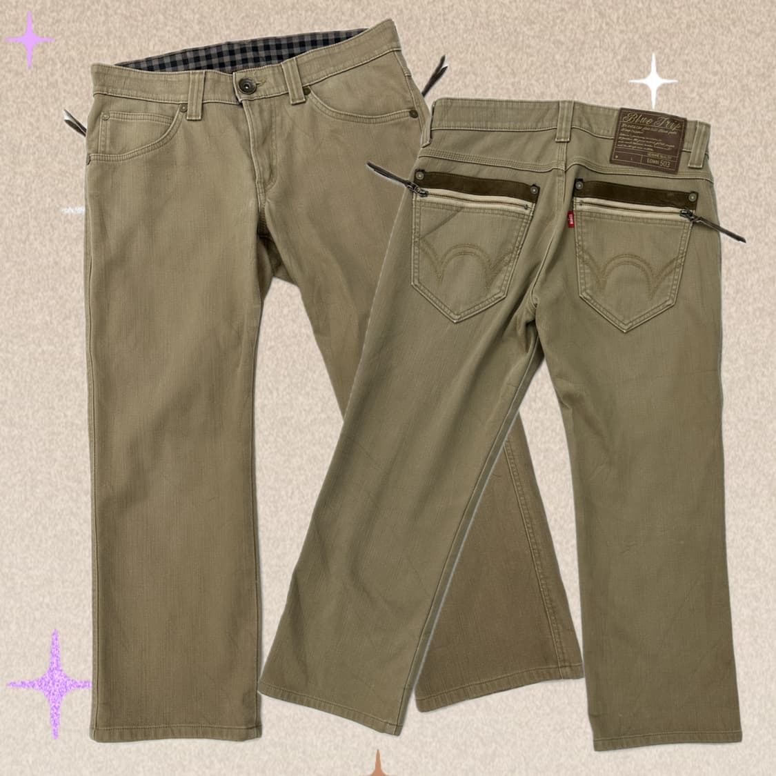 에드윈 체크 베이지 코튼 데님 팬츠 시티보이 아메카지 일본 빈티지 32 상품이미지1