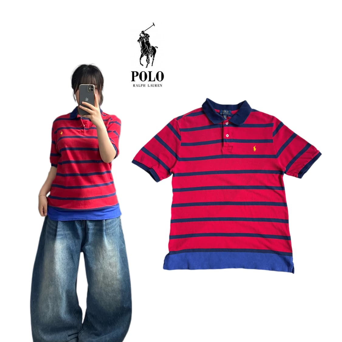 폴로 신형 포니 스트라이프 PK 카라 반팔 티셔츠 상품이미지1
