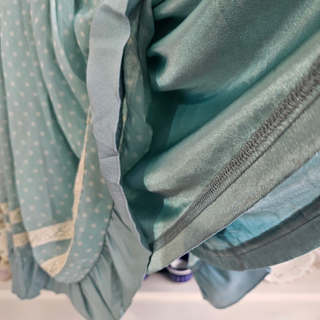 Axes Femme) 마카롱 하늘색 도트 레이스 상품이미지8