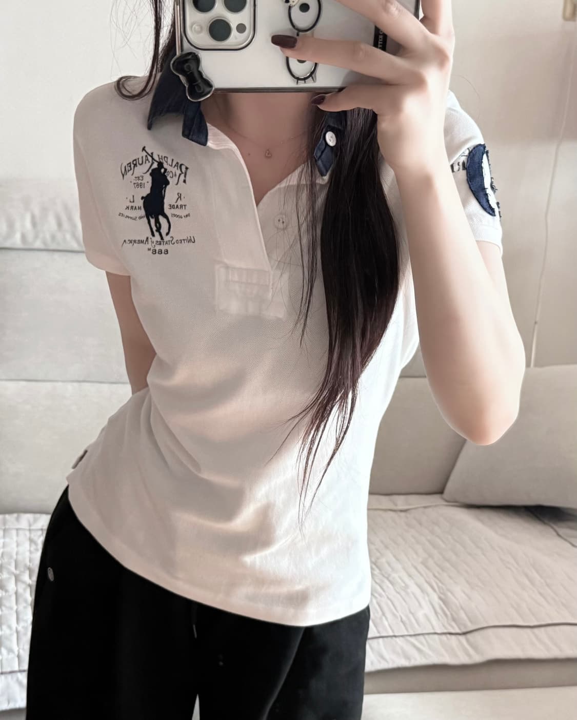 폴로 랄프로렌 스포츠 네이비 화이트 흰파 반팔 상품이미지1