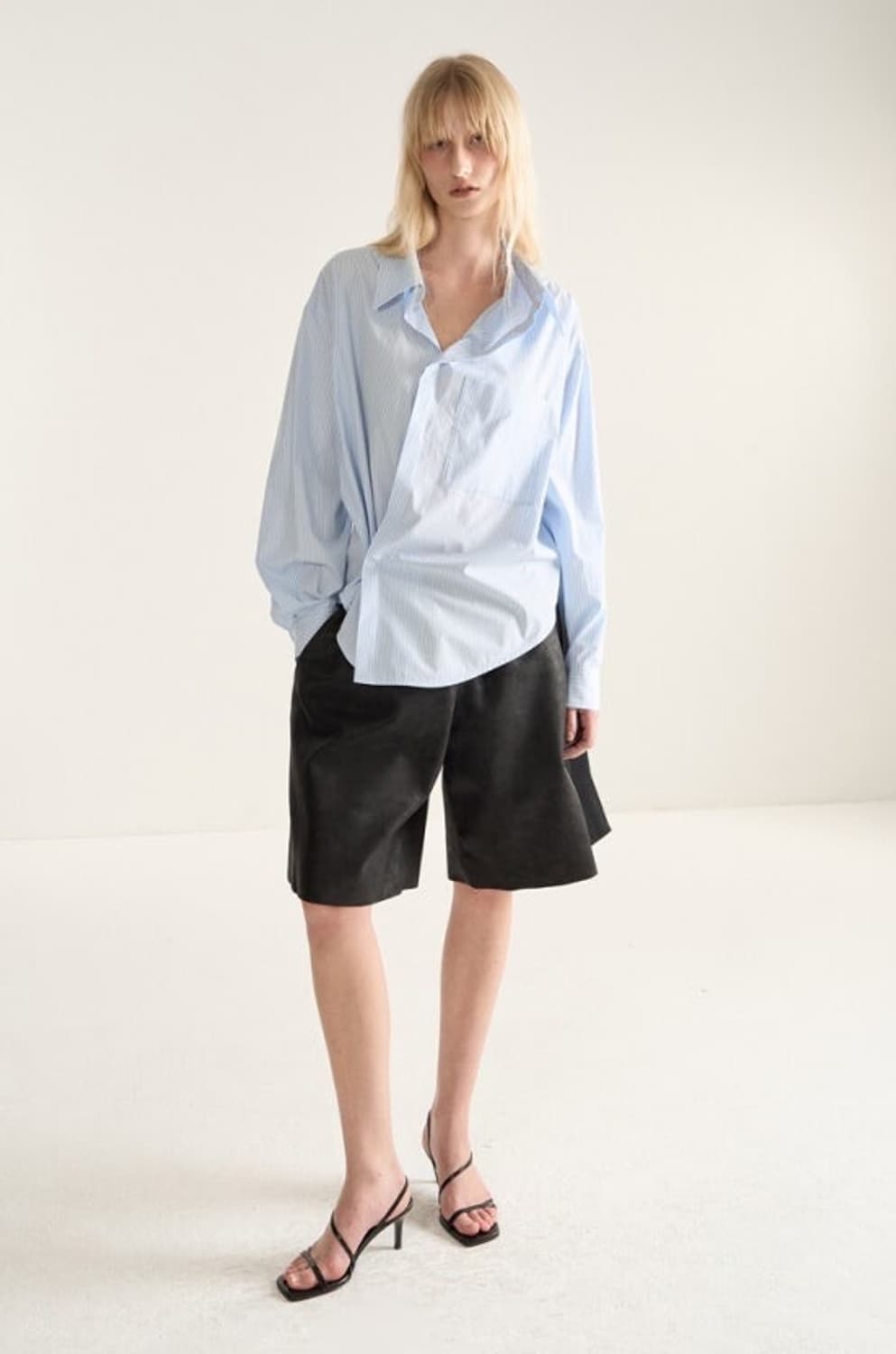 시스템25 2way 언발란스 스트라이프 셔츠 상품이미지2