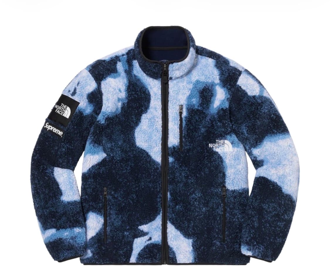 슈프림 x 노스페이스 블리치드 데님 프린트 플리스 자켓 인디고 - 21F 상품이미지1