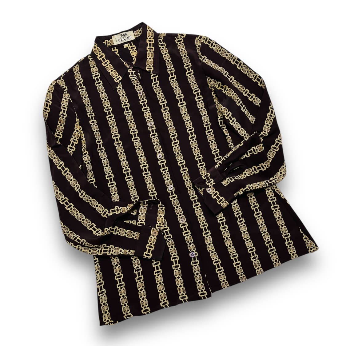 셀린느 90s 구형 모노그램 체인 실크 셔츠 상품이미지2