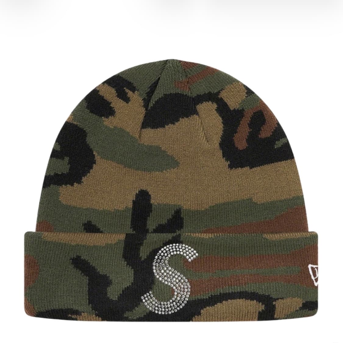 슈프림 뉴에라 스와로브스키 S 로고 비니 우드랜드 카모 상품이미지1