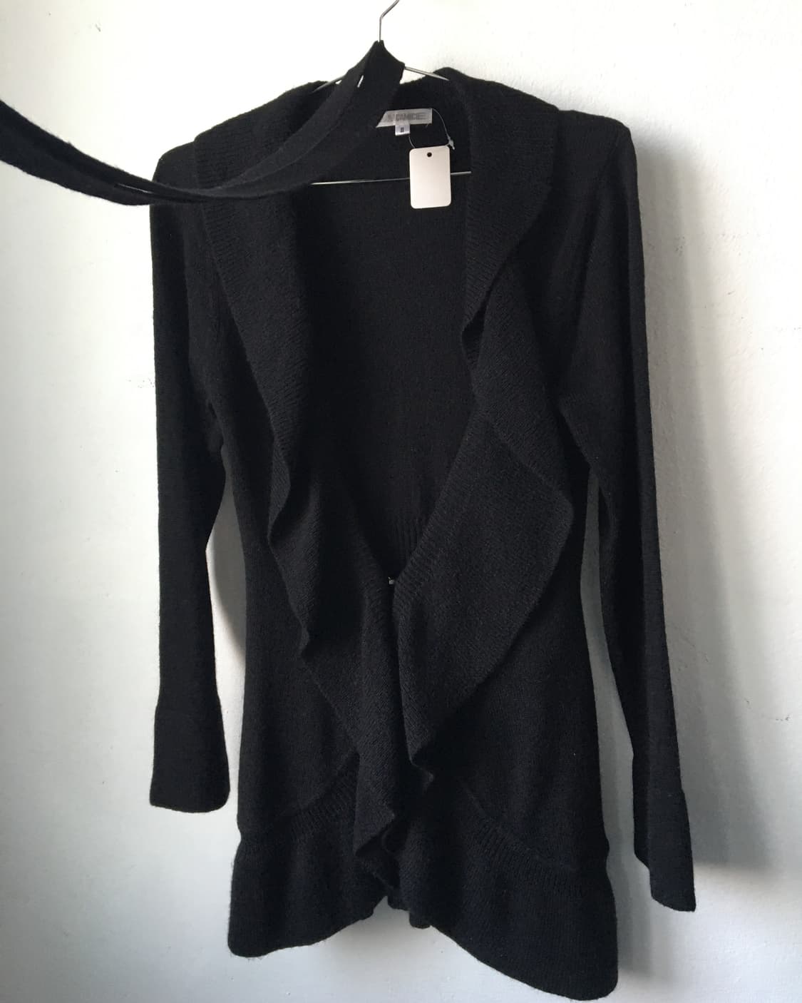 Belted ruffle point knit cardigan 상품이미지2