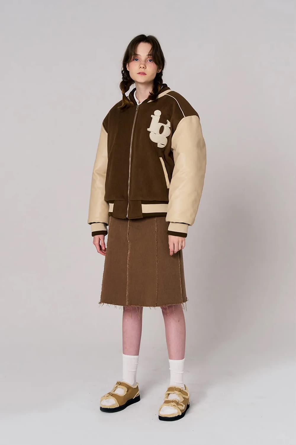 lilligo 일리고 바시티 자켓 브라운 상품이미지1