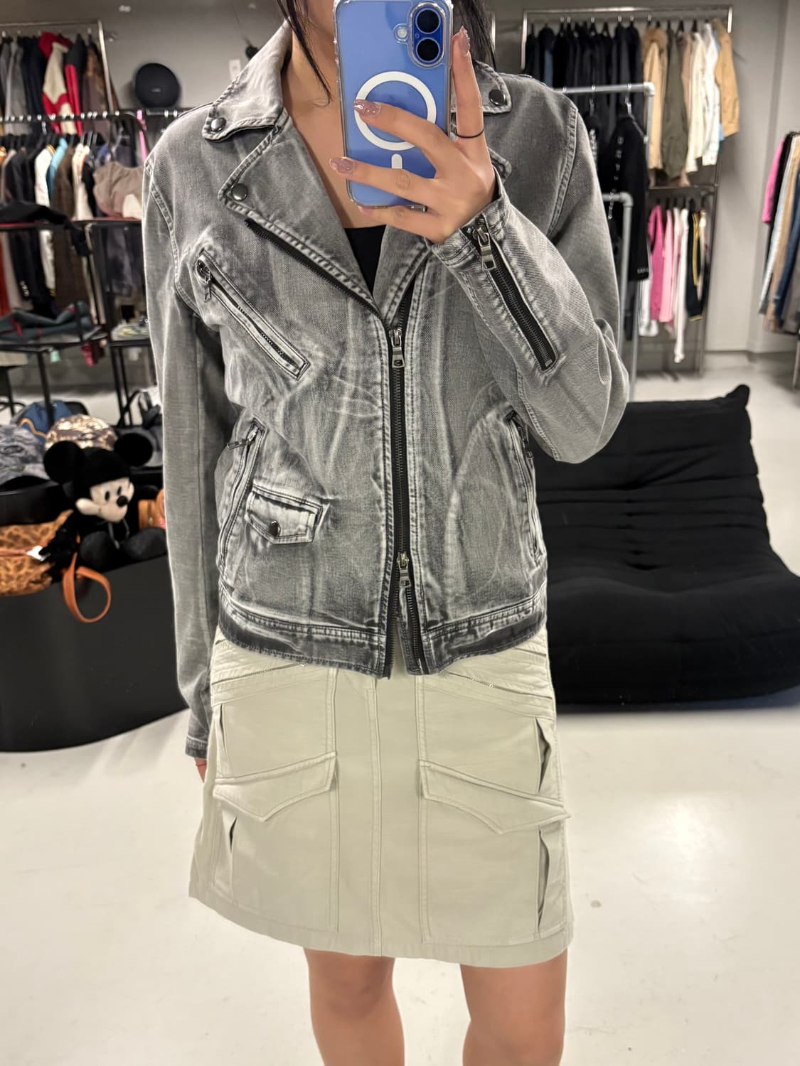 CAVARIA grey denim riders jacket  상품이미지1